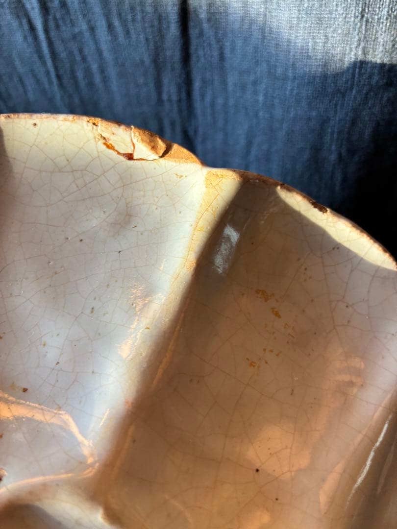 染付け花鳥文輪花大鉢　デルフト陶器　17世紀　オランダ　江戸時代初期