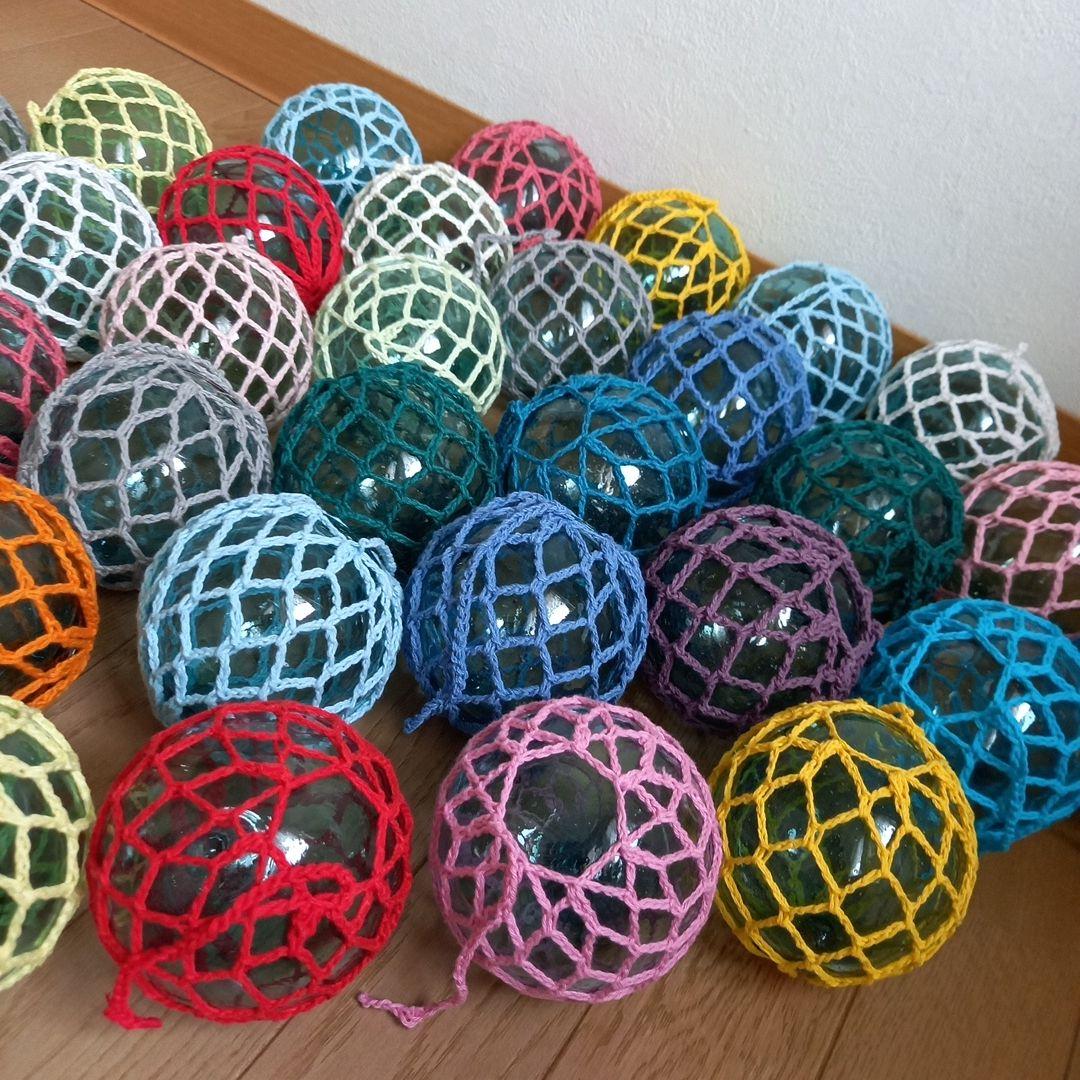 ガラス浮き玉 ガラス玉 ９cmカラーx ３３