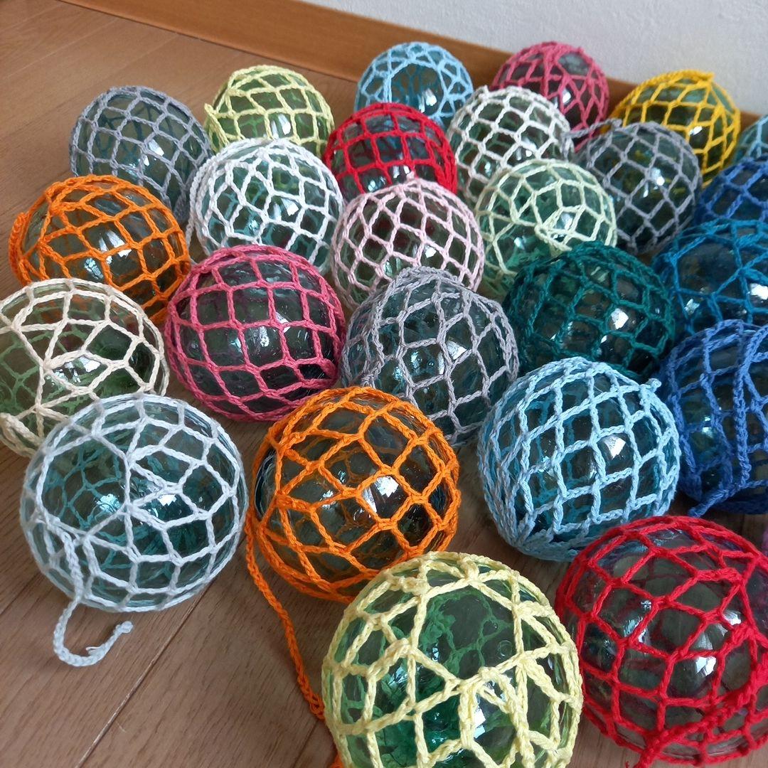 ガラス浮き玉 ガラス玉 ９cmカラーx ３３