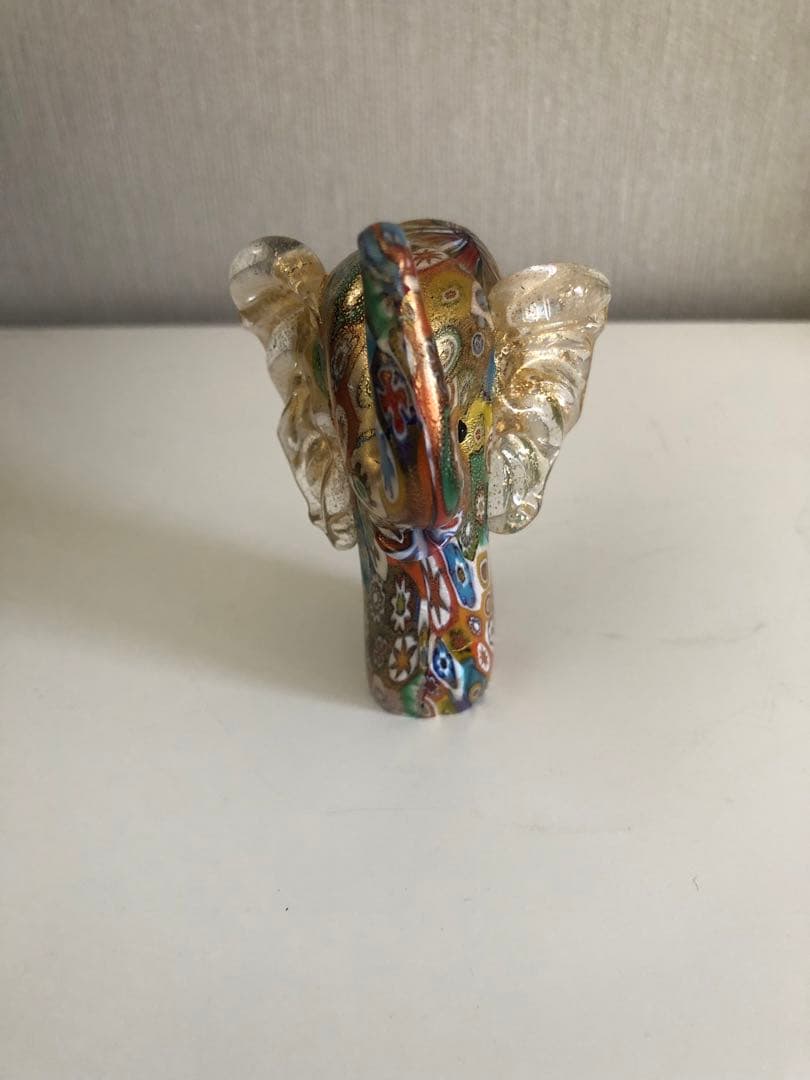 レア 新品】ベネチアングラス ムラーノ 縁起物の象 (金彩)置物
