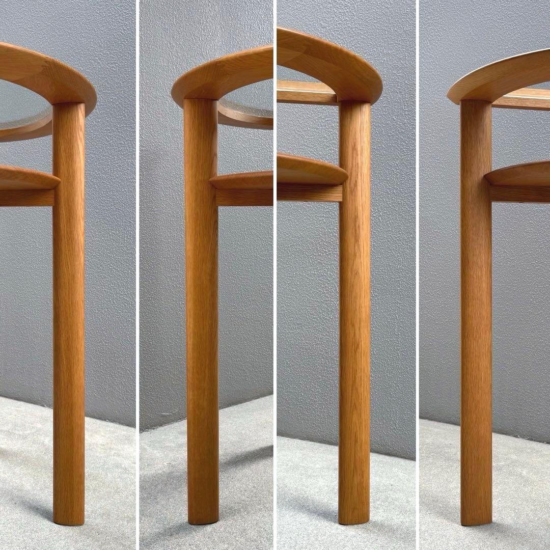 北欧調 コンソールデスク 日進木工 ガラス天板 木製 オーク 机 下棚付き