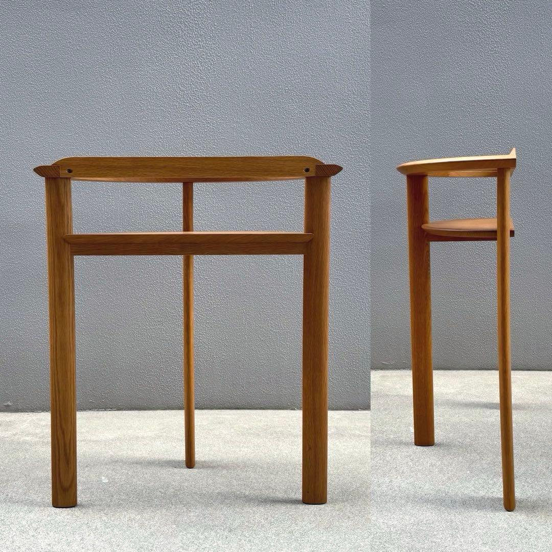 北欧調 コンソールデスク 日進木工 ガラス天板 木製 オーク 机 下棚付き