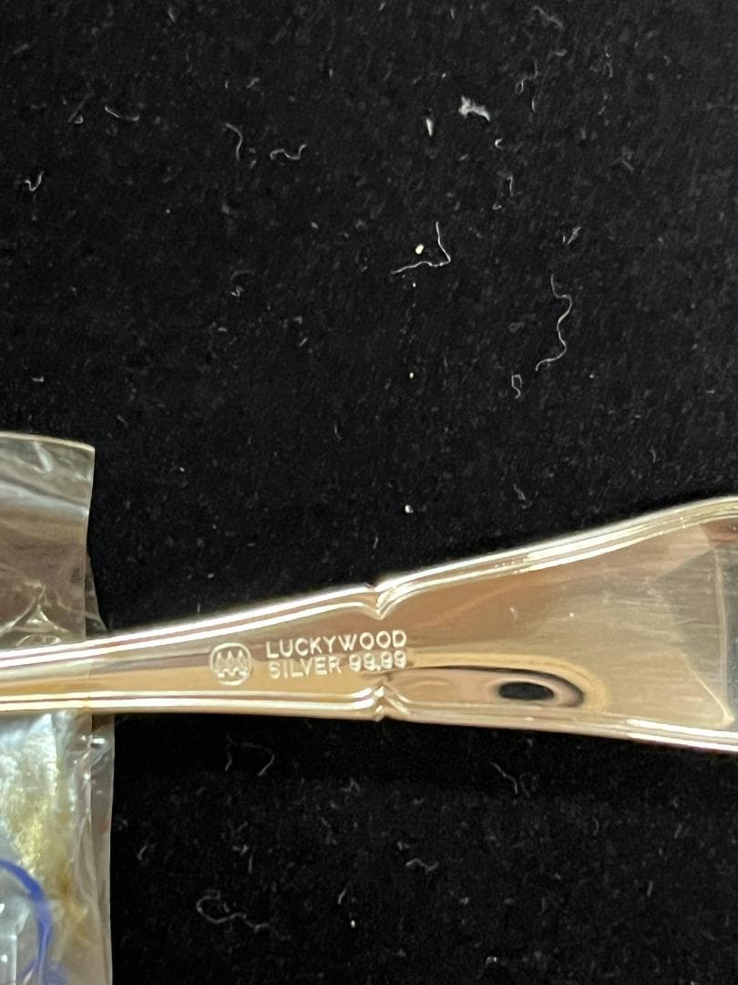 最終価格　希少レア廃版品ラッキーウッド純銀99.99洋食器ヒメスプーン2本セット