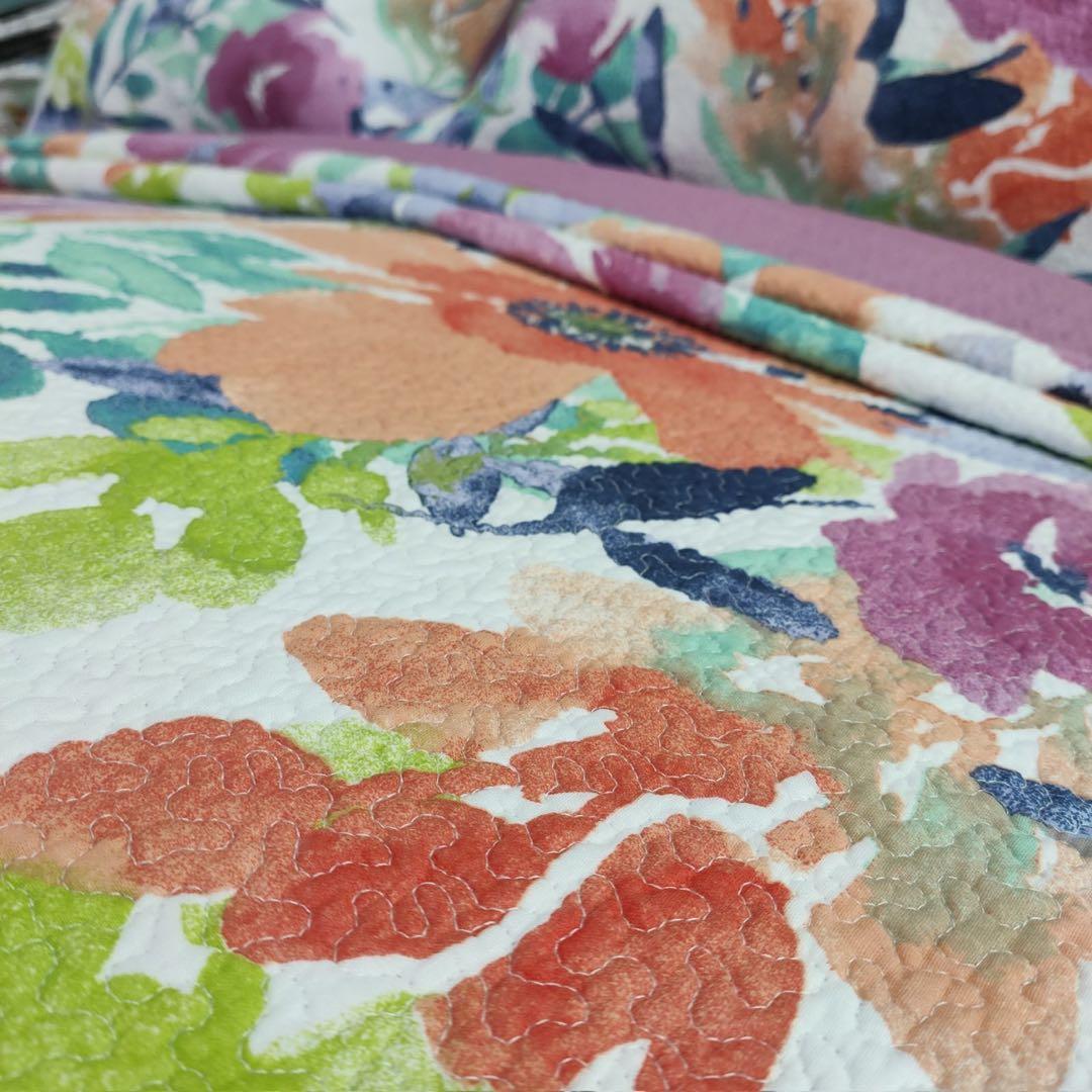 キルトベッドカバー3点セット綿マルチカバー キルティング 607