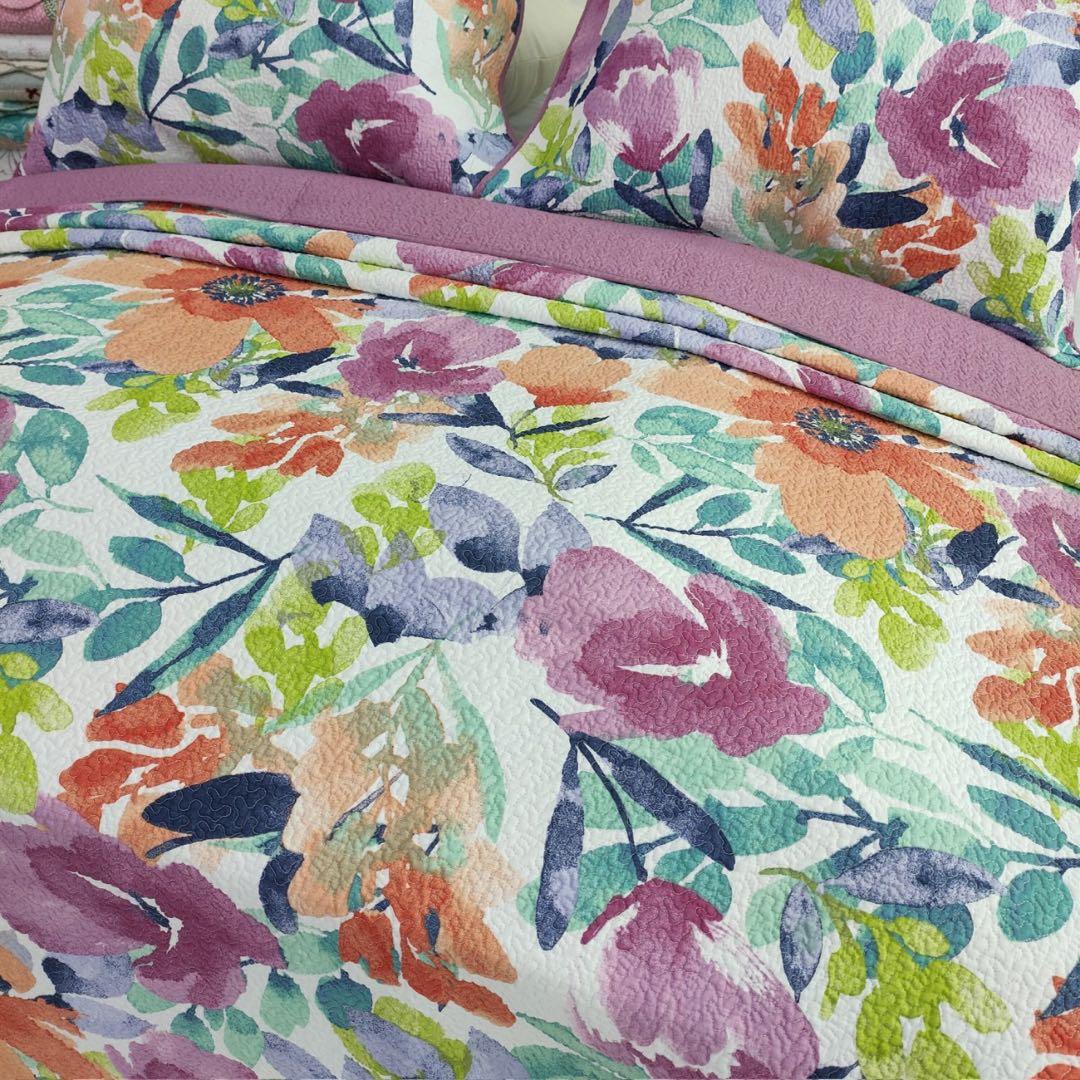 キルトベッドカバー3点セット綿マルチカバー キルティング 607