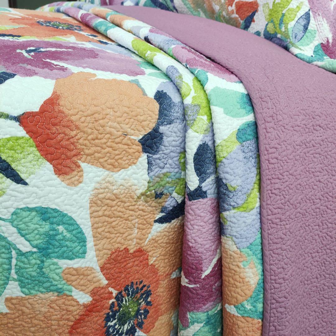 キルトベッドカバー3点セット綿マルチカバー キルティング 607