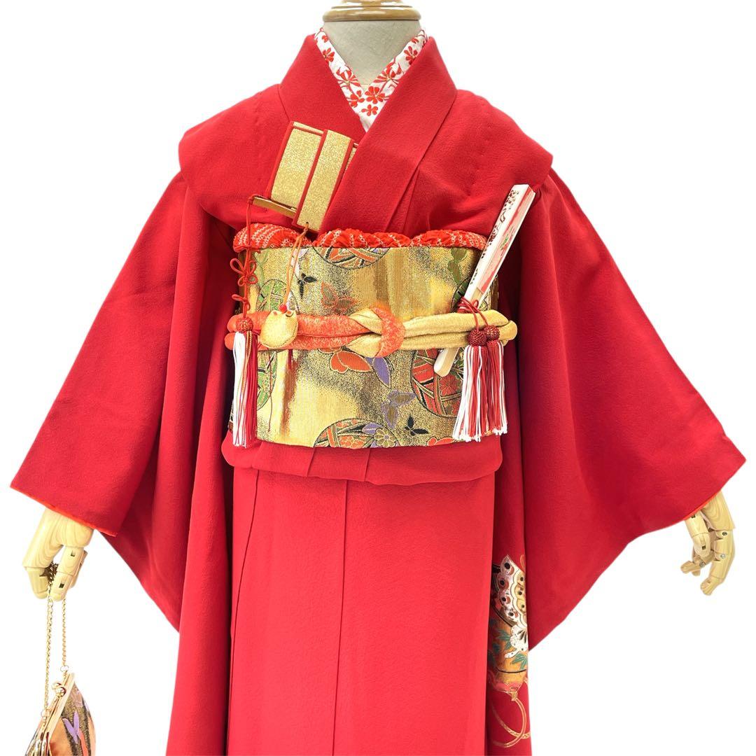 ◎mk-1120　七五三　振袖　着物・襦袢　2点セット　蝶々　正絹　　9-22