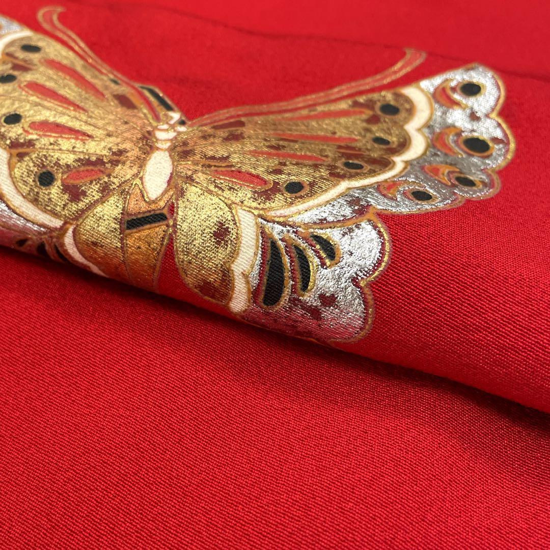 ◎mk-1120　七五三　振袖　着物・襦袢　2点セット　蝶々　正絹　　9-22