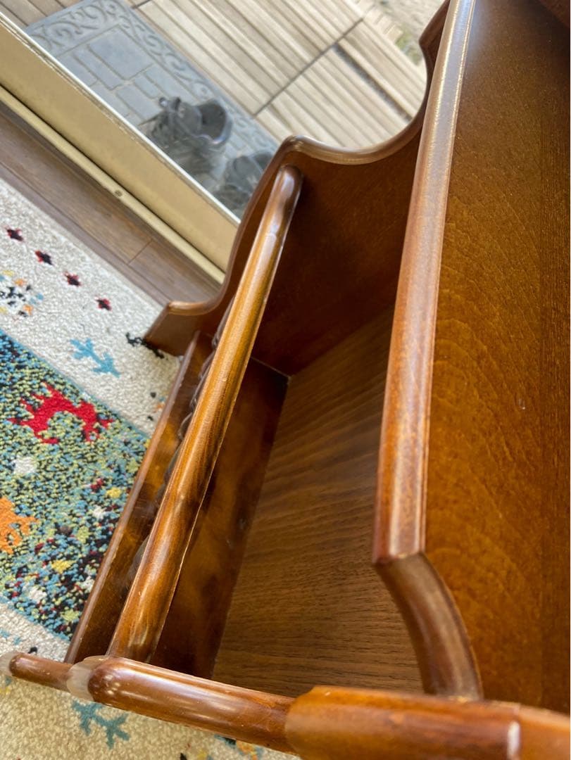 オールドカリモク マガジンラック／サイドキャビネット 木製 ヴィンテージ