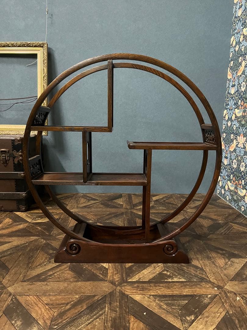 ks様専用＊和 丸 民芸調 﨔 両面 飾り棚 茶棚 インテリア 昭和レトロ