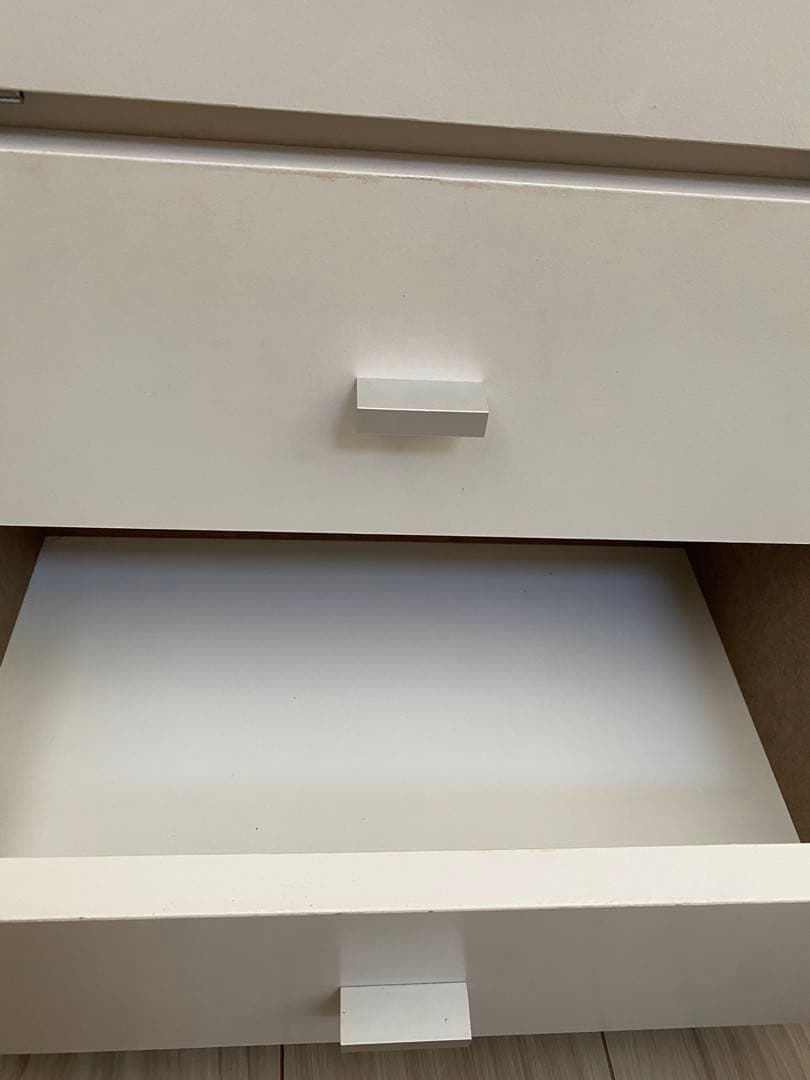 ホワイト ドレッサー ワゴン　鏡　ミラー　キャスター付