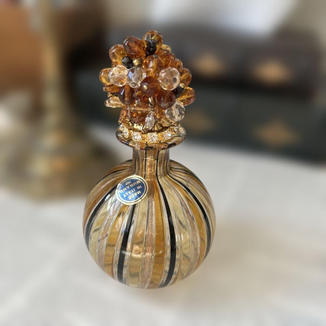 イタリア製 ヴェネツィアンガラス ムラーノガラス 香水瓶トパーズ