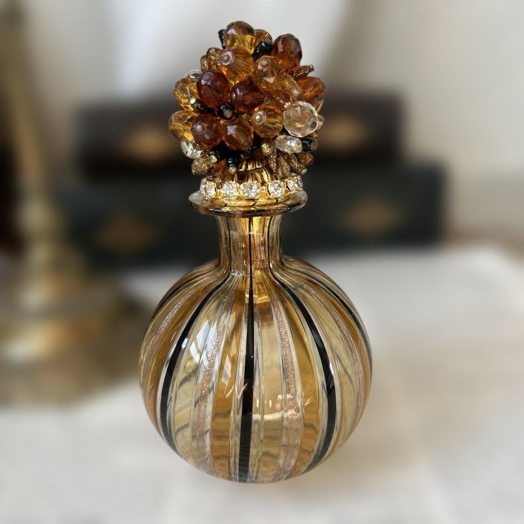 イタリア製 ヴェネツィアンガラス ムラーノガラス 香水瓶トパーズ