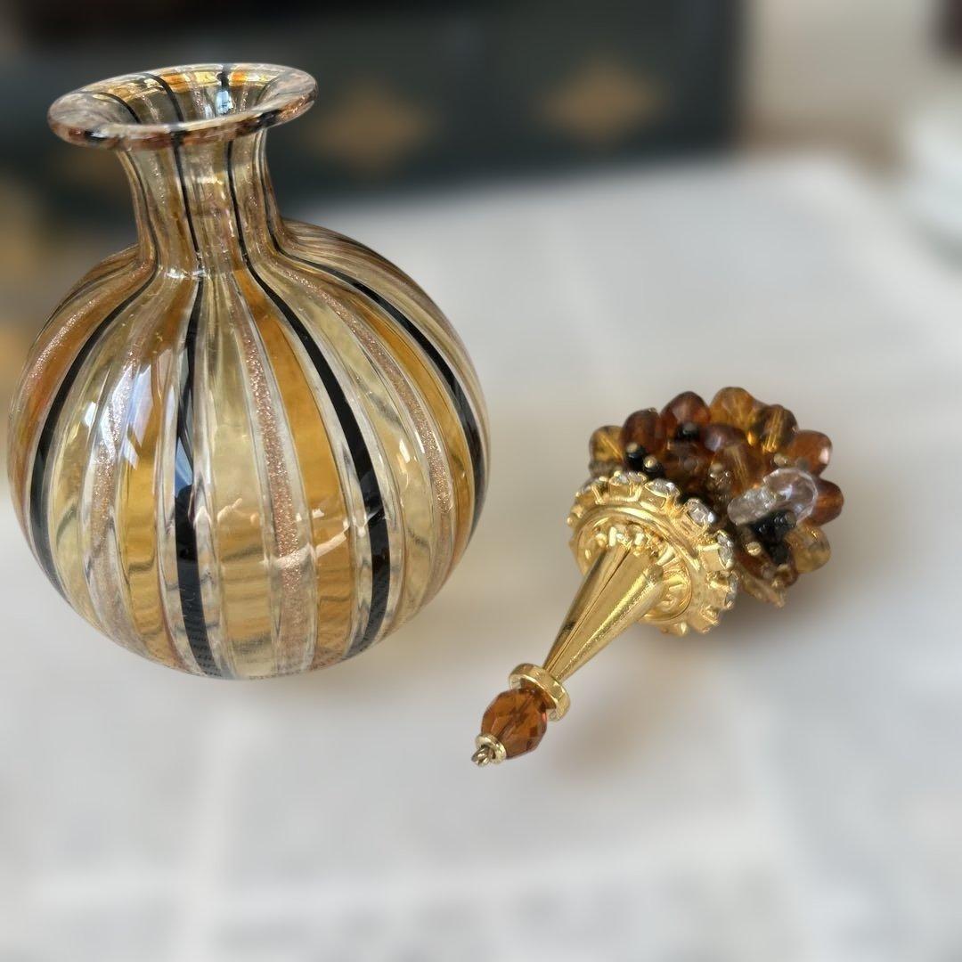 イタリア製 ヴェネツィアンガラス ムラーノガラス 香水瓶トパーズ