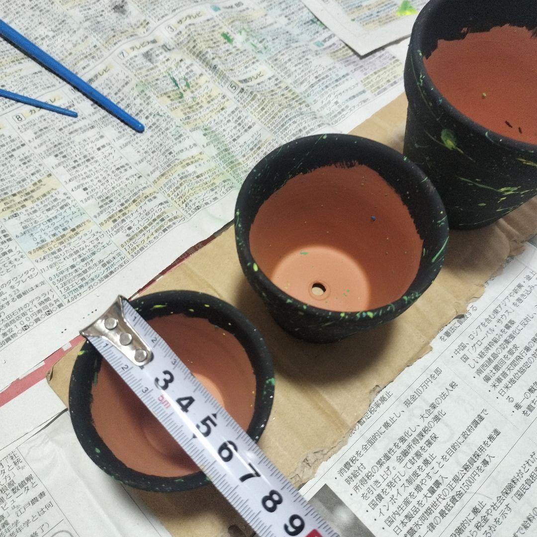 素焼き鉢　3個セット　オリジナルペイント鉢sp-1