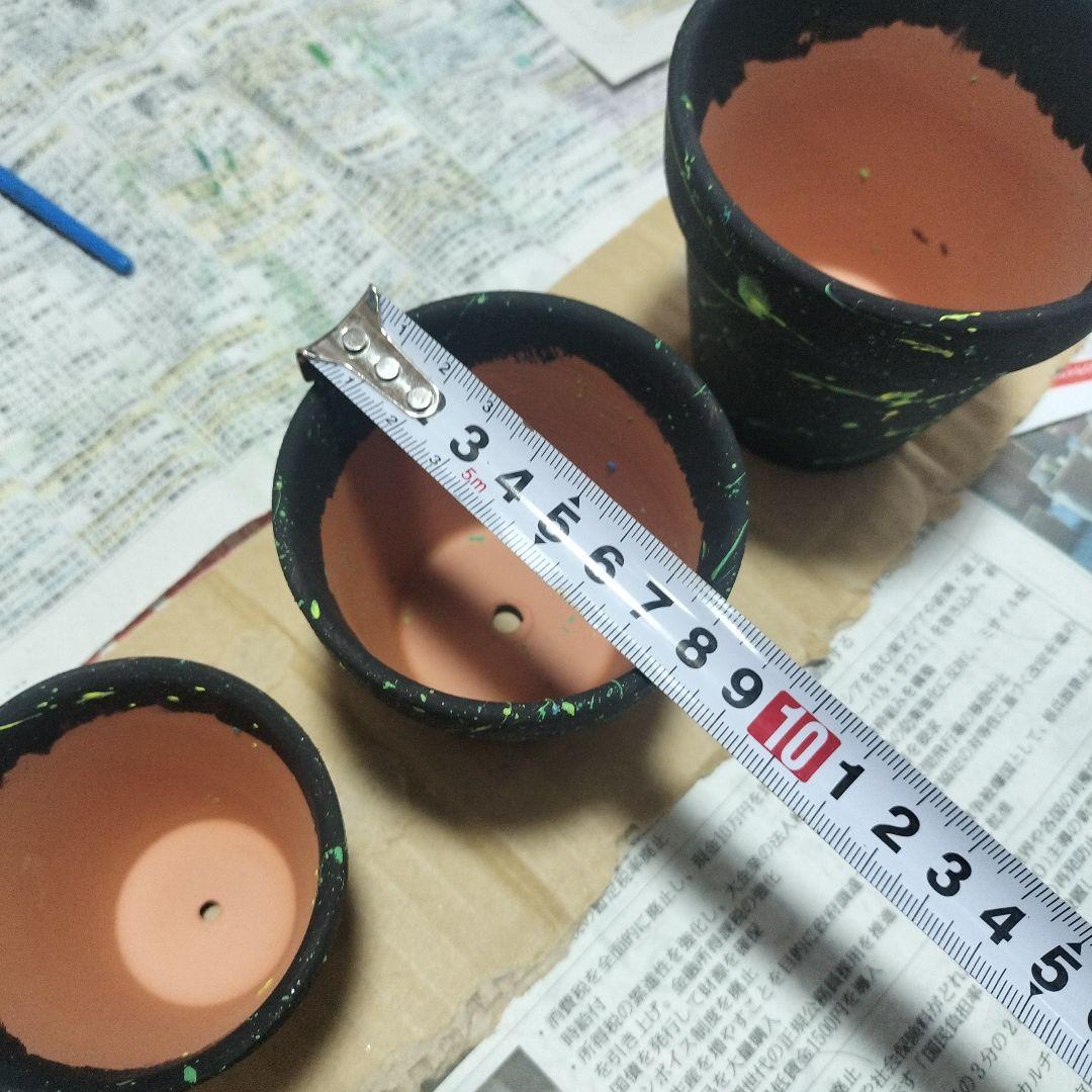 素焼き鉢　3個セット　オリジナルペイント鉢sp-1