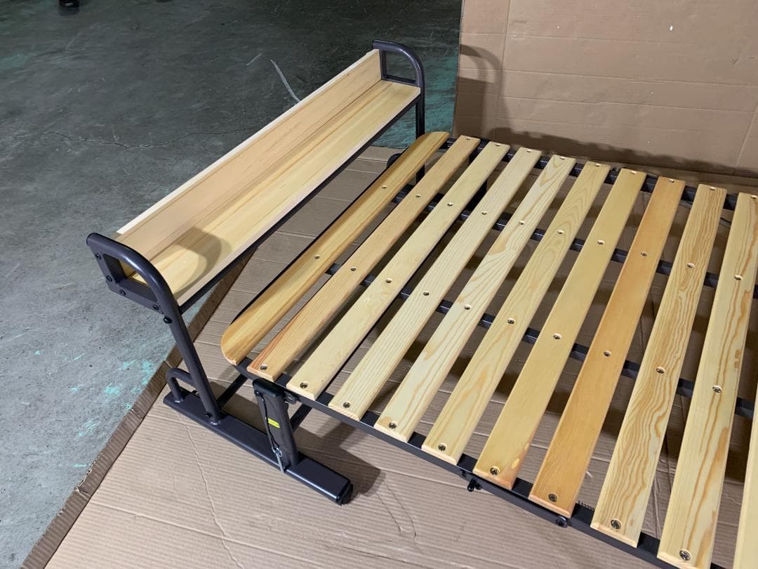 すのこ折りたたみベッド 棚付き シングルMSBB-7S (NA) ナチュラル