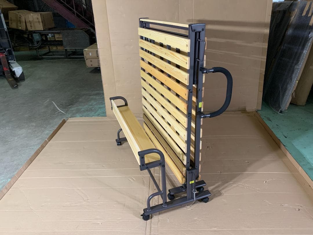 すのこ折りたたみベッド 棚付き シングルMSBB-7S (NA) ナチュラル