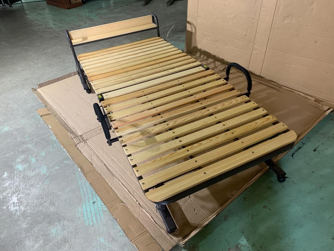 すのこ折りたたみベッド 棚付き シングルMSBB-7S (NA) ナチュラル