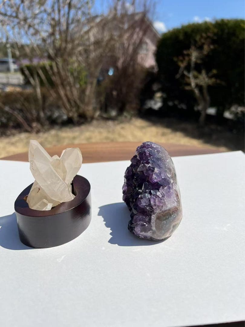 A771 アメジストドーム クラスター ウルグアイ産 と水晶クラスター