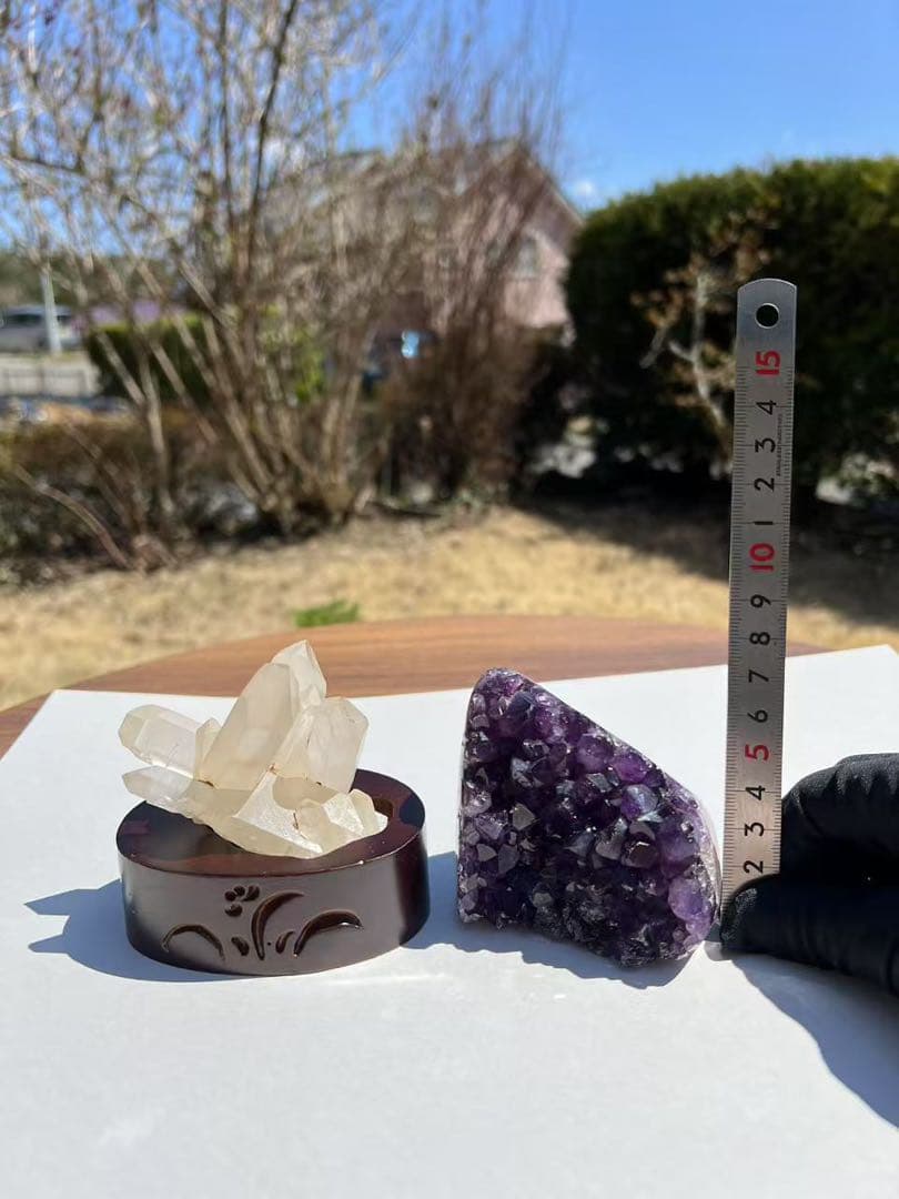 A771 アメジストドーム クラスター ウルグアイ産 と水晶クラスター