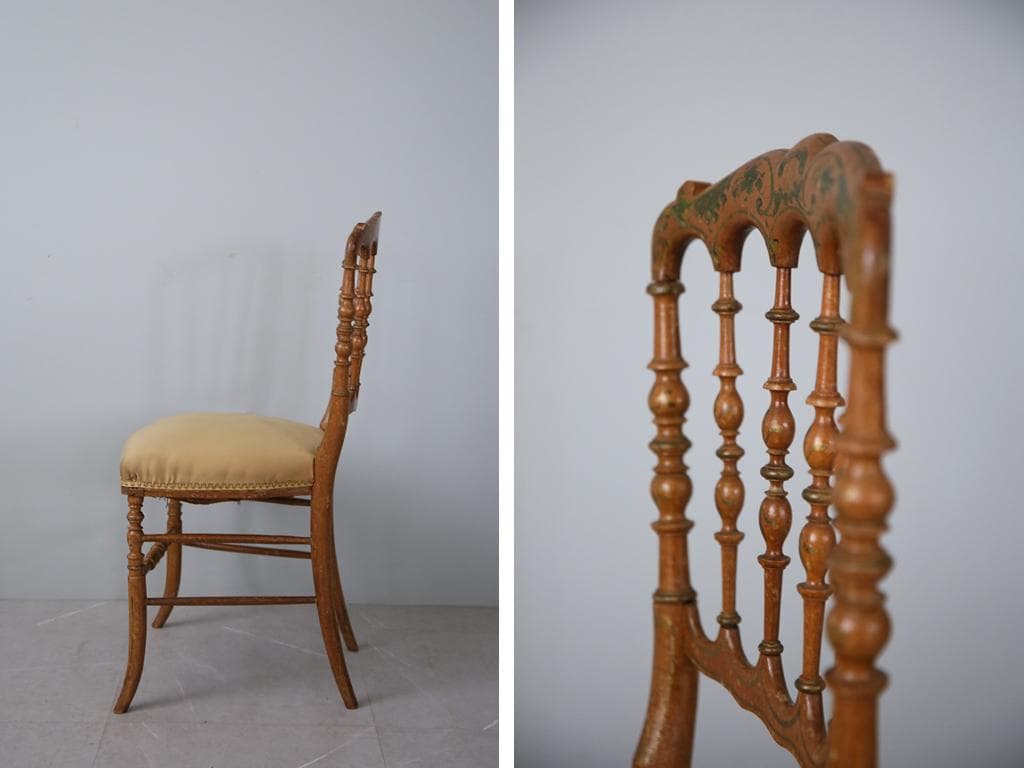 フランスアンティーク木製ナポレオンチェア/ダイニングイス椅子(90-219-1)