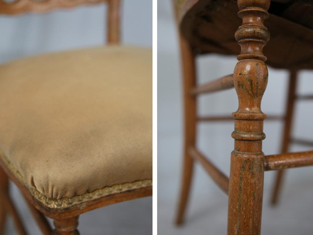 フランスアンティーク木製ナポレオンチェア/ダイニングイス椅子(90-219-1)