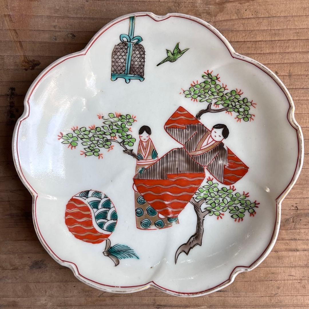 骨董　古伊万里　立雛　5寸皿　5客組