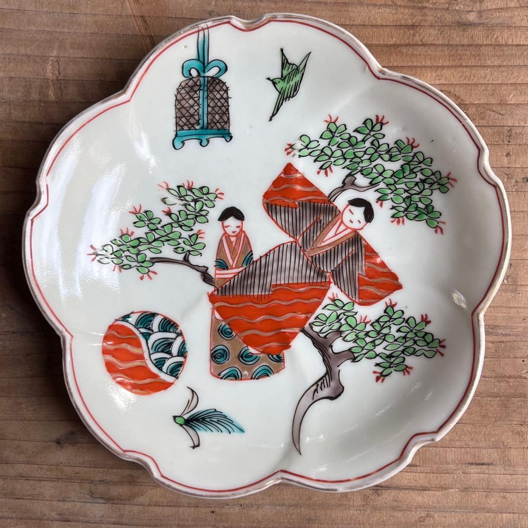 骨董　古伊万里　立雛　5寸皿　5客組