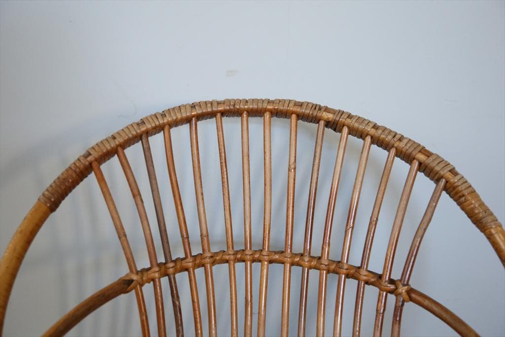 フランスアンティーク籐ラタンチェア/1人掛けソファ/竹バンブーイス90-51-1