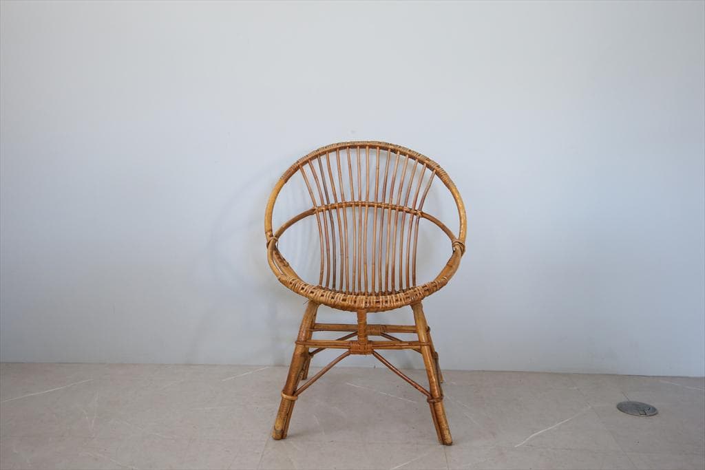 フランスアンティーク籐ラタンチェア/1人掛けソファ/竹バンブーイス90-51-1