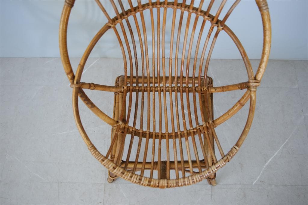 フランスアンティーク籐ラタンチェア/1人掛けソファ/竹バンブーイス90-51-1