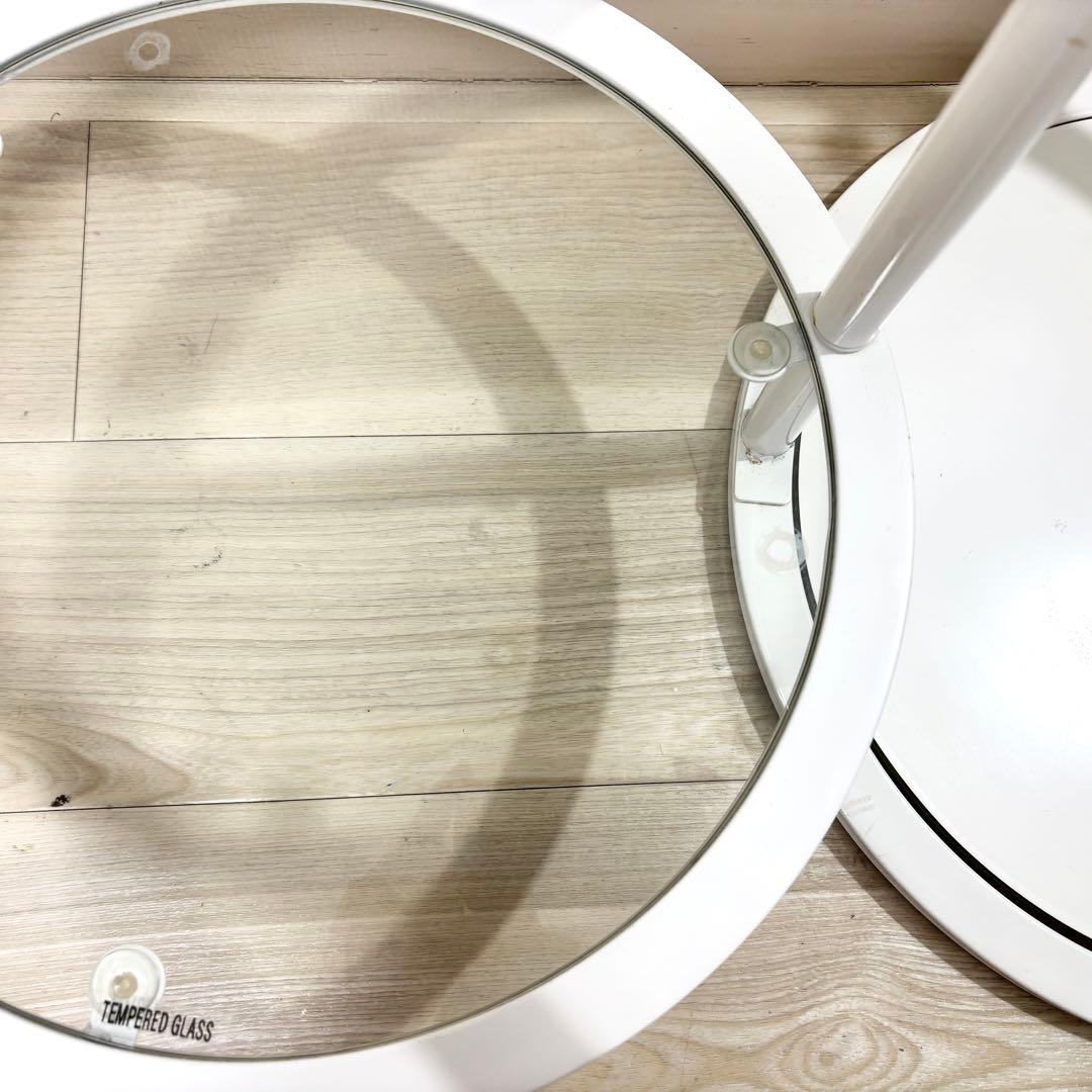 希少カラー（クローム×ホワイト） ミッドセンチュリー　ラウンドテーブル　4段