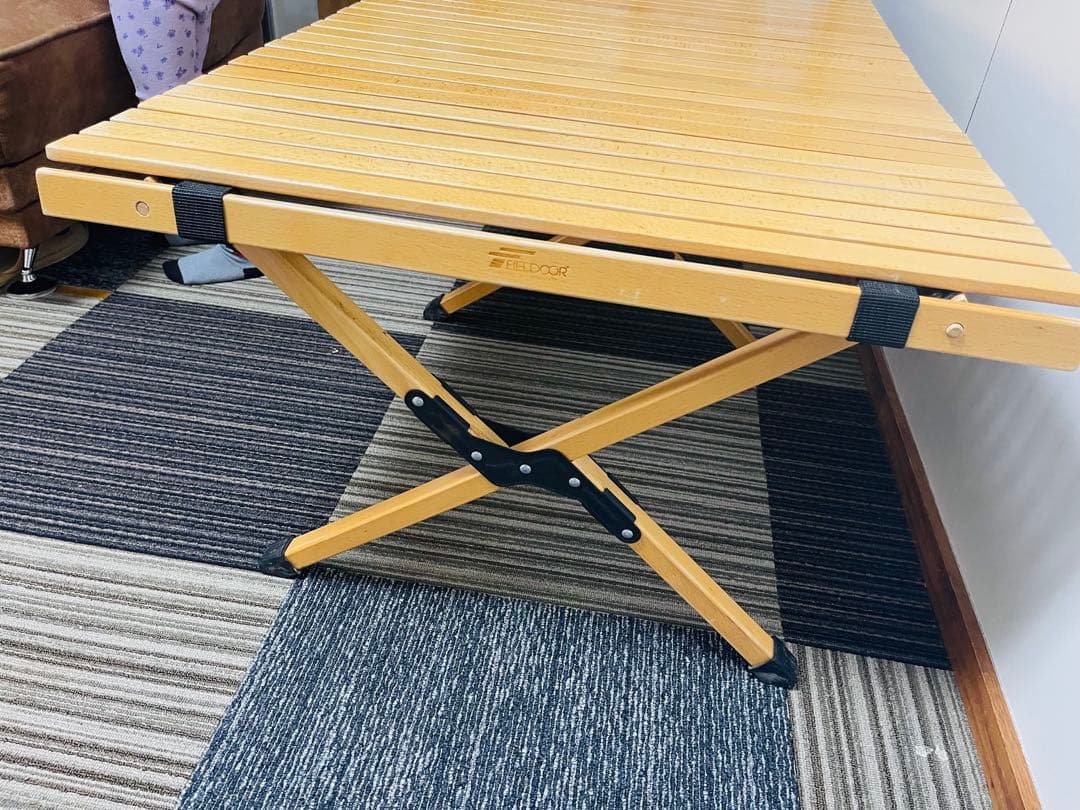 【良品】FIELDOOR ウッドロールトップテーブル 120cm