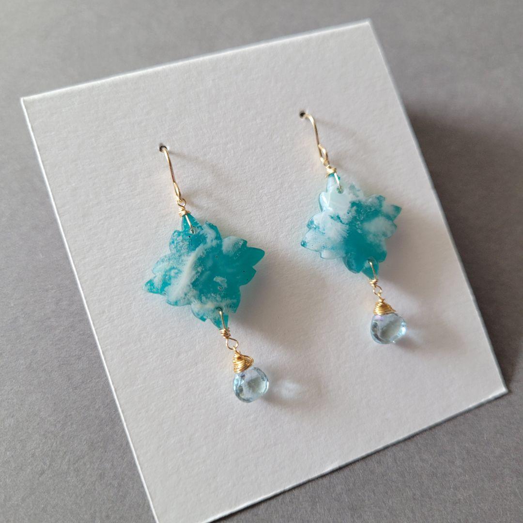 のんたん様 プフェザーアゲート カービングピアス