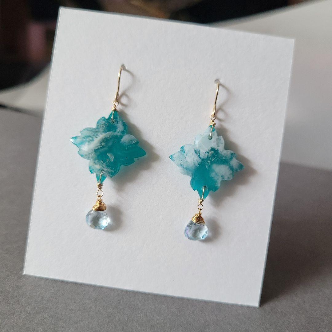 のんたん様 プフェザーアゲート カービングピアス