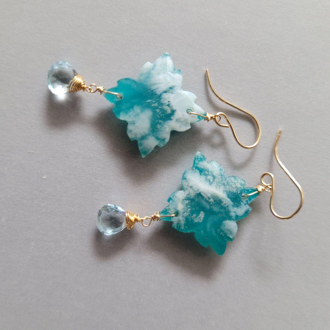 のんたん様 プフェザーアゲート カービングピアス