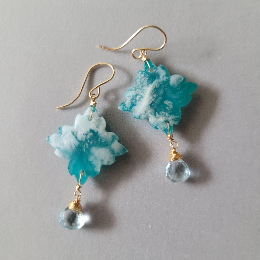 のんたん様 プフェザーアゲート カービングピアス