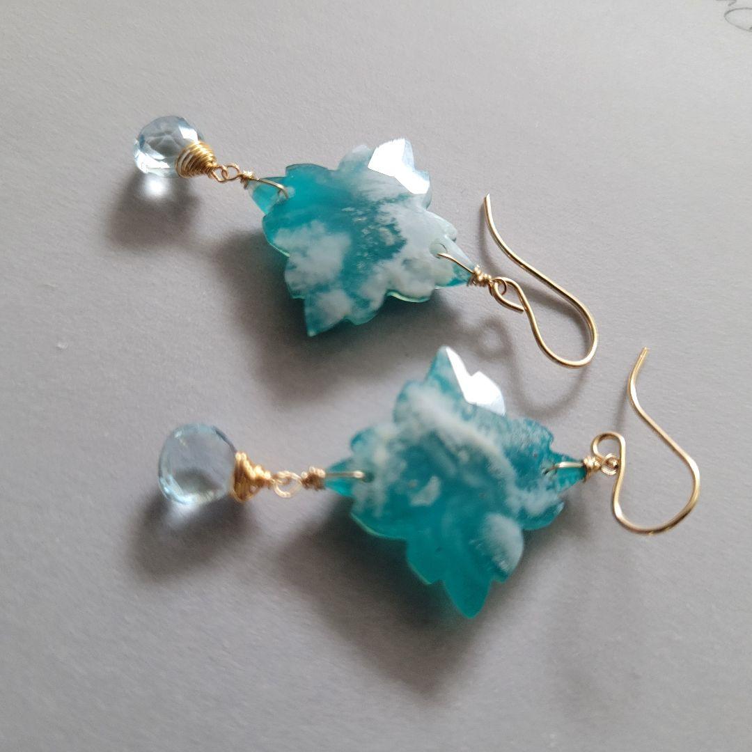 のんたん様 プフェザーアゲート カービングピアス