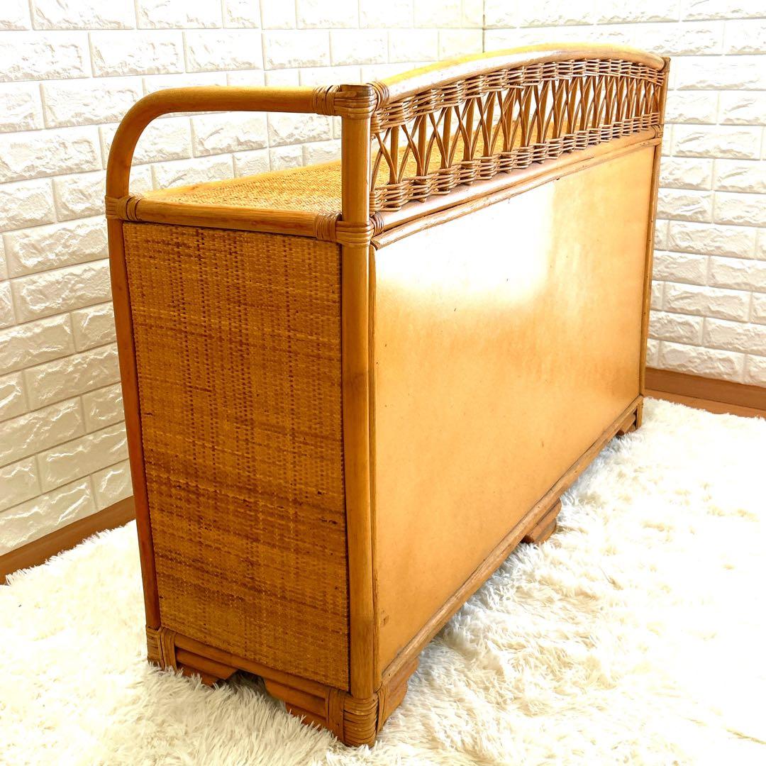 昭和レトロ　ラタンチェスト 4段10杯　籐 ワイド ローチェスト 棚 テレビ台