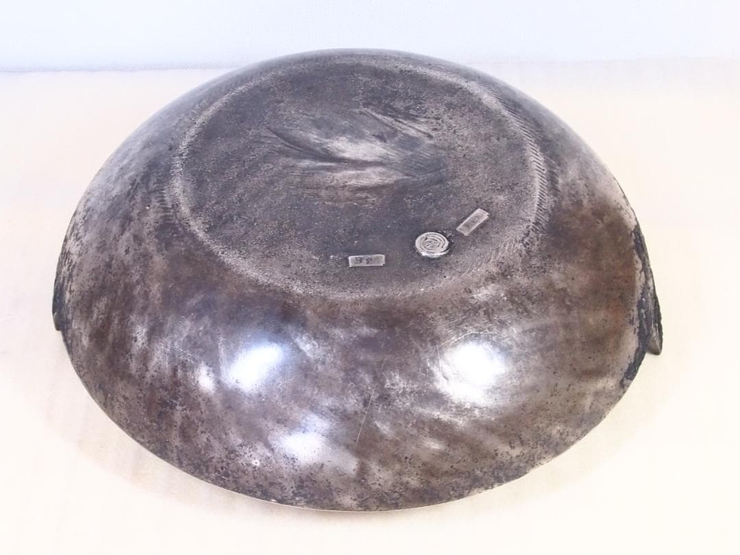 【中古・黒ずみあり】純洋銀 36cm 両手鍋 天ぷら鍋/すきやき鍋 アウトドア