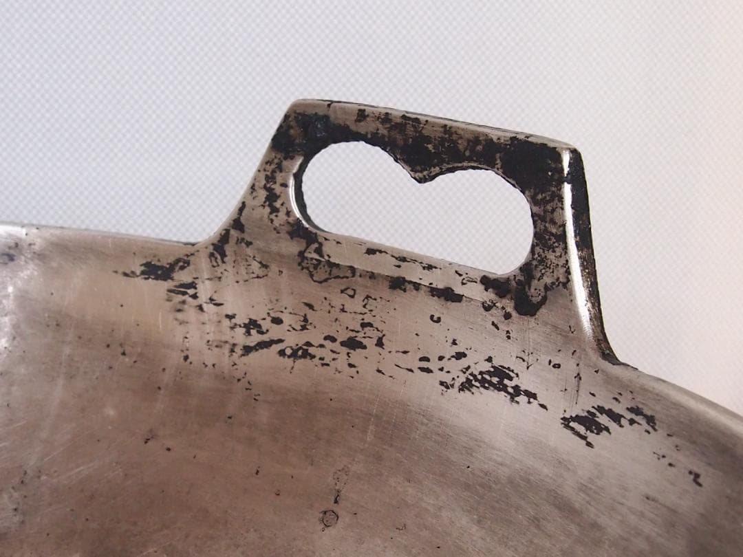 【中古・黒ずみあり】純洋銀 36cm 両手鍋 天ぷら鍋/すきやき鍋 アウトドア