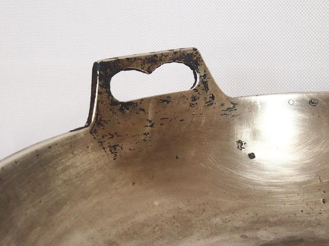 【中古・黒ずみあり】純洋銀 36cm 両手鍋 天ぷら鍋/すきやき鍋 アウトドア