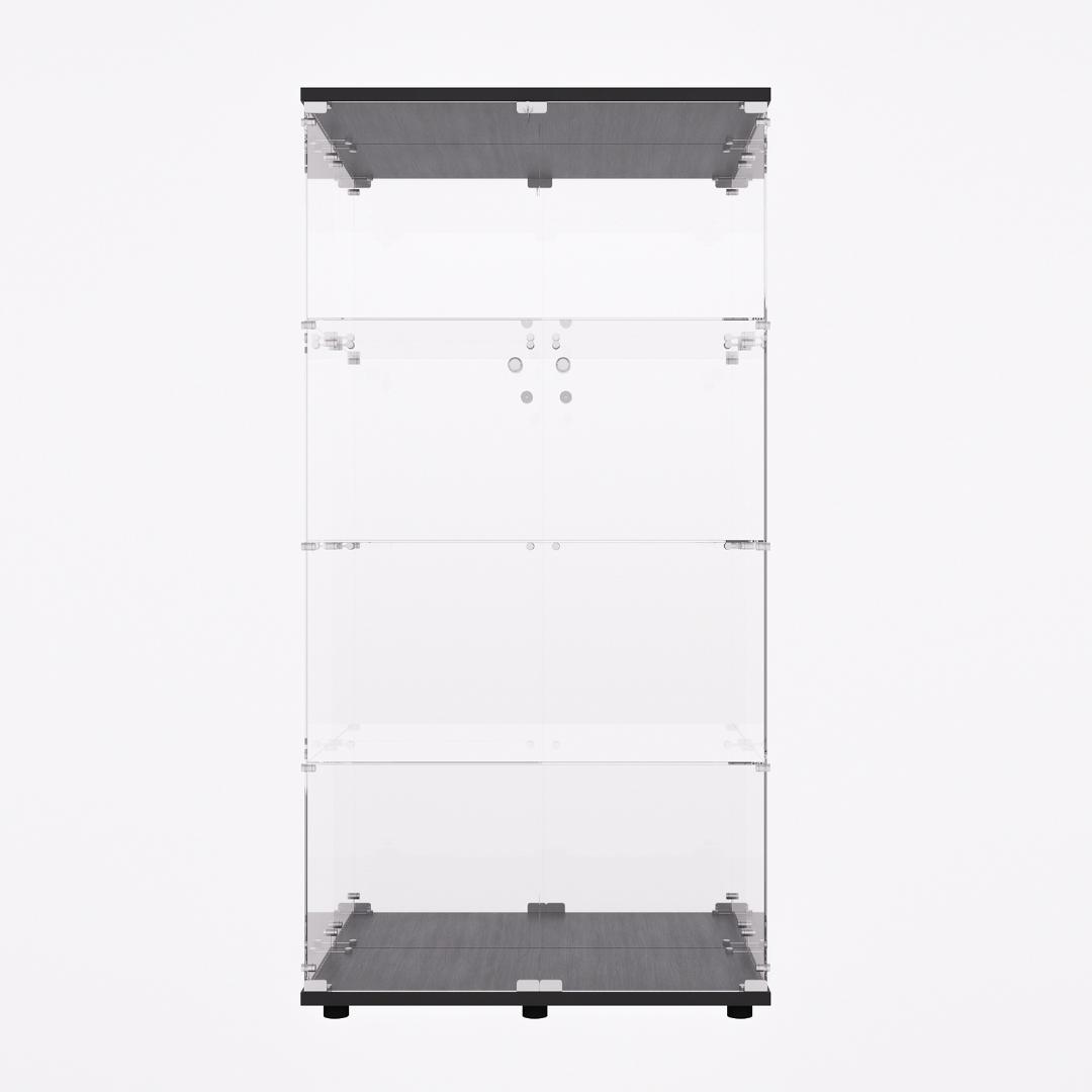 《値下げ》【新品未使用】ガラスコレクションケース｜背面ミラー仕様｜4段ワイド黒