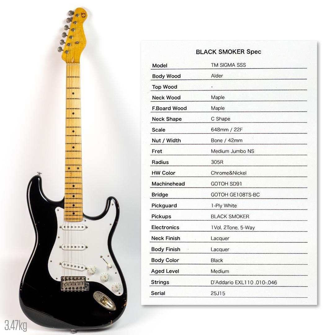 ギター Black Smoker TM SIGMA SSS Black 3.47kg