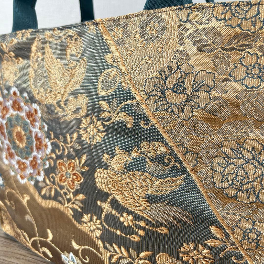 正倉院文様 金糸 袋帯 フォーマルバッグ 帯リメイク 正絹・一点もの 卒業式