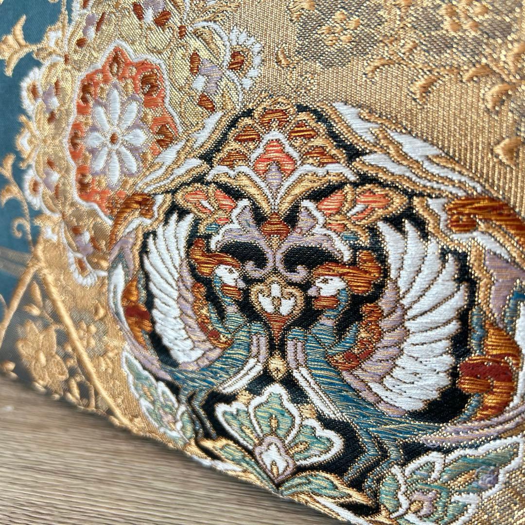 正倉院文様 金糸 袋帯 フォーマルバッグ 帯リメイク 正絹・一点もの 卒業式