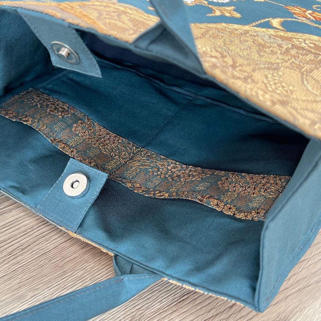 正倉院文様 金糸 袋帯 フォーマルバッグ 帯リメイク 正絹・一点もの 卒業式