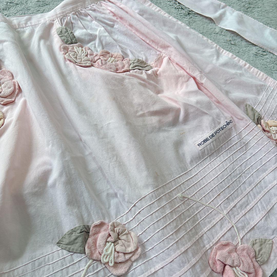 POTECHINO ポテチーノ お花モチーフ エプロン 前掛け さえら ピンク