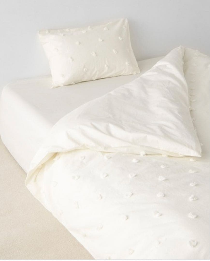 新品未使用　ジェラートピケ　掛け布団カバー白　ドビードット　2点セット シングル